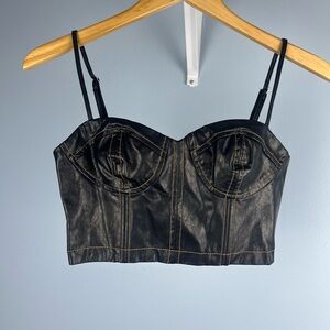 Black faux leather corset top